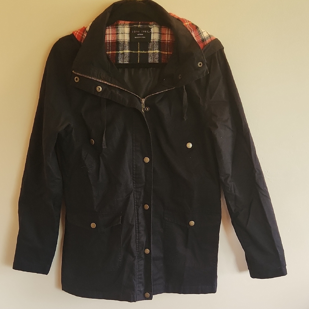 Love Tree Black Utility Jacket, Black, Size‎ M